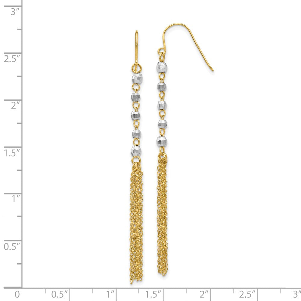 14K Two-tone Bead Tassel Earrings