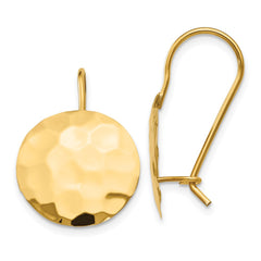 14k Hammered Circle Disc Earrings - 2