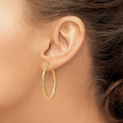 14K Polished and Textured Hoop Earrings - 4