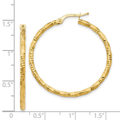 14K Polished and Textured Hoop Earrings - 4