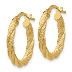 14K Twisted Textured Hoop Earrings - 3