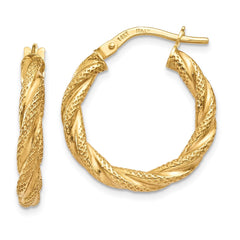 14K Twisted Textured Hoop Earrings - 3