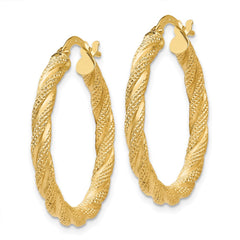 14K Twisted Textured Hoop Earrings - 2