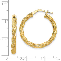 14K Twisted Textured Hoop Earrings - 2