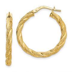 14K Twisted Textured Hoop Earrings - 2