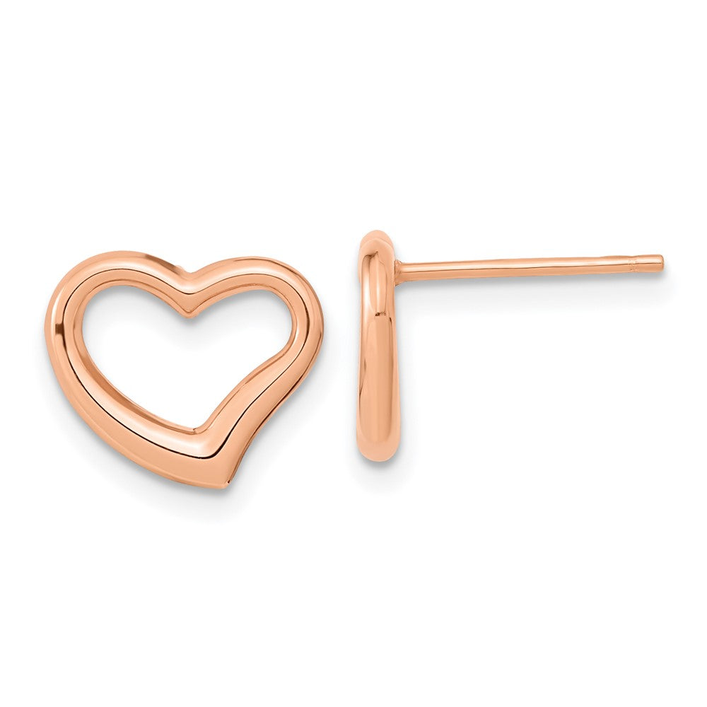 14k Rose Gold Polished Heart Post Earrings - 2