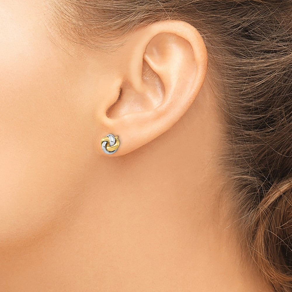 14k Two-Tone Polished Love Knot Post Earrings