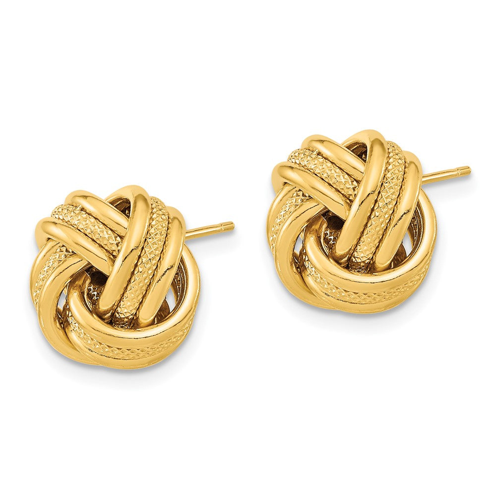 14k Polished Textured Triple Love Knot Post Earrings - 2
