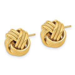 14k Polished Textured Triple Love Knot Post Earrings - 2