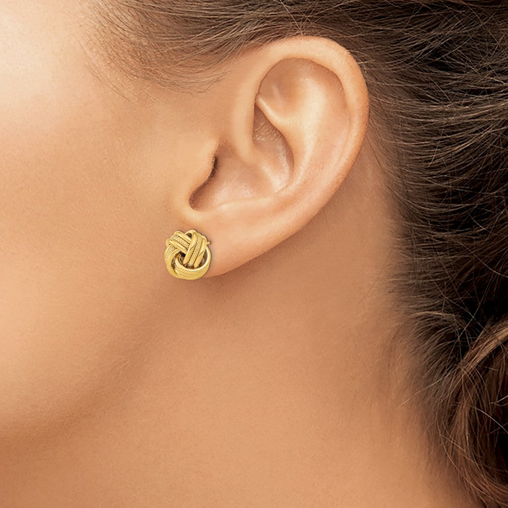 14k Polished Textured Triple Love Knot Post Earrings - 2
