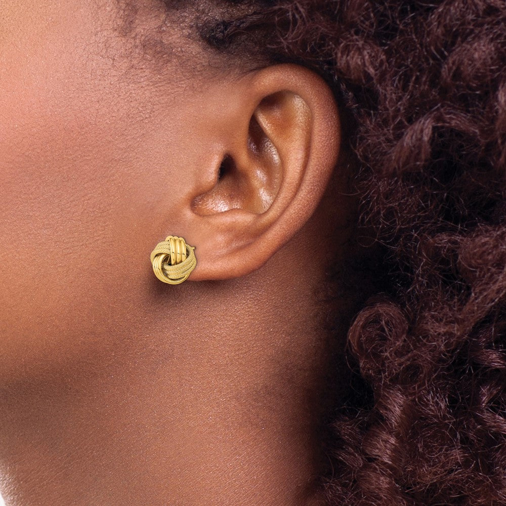 14k Polished Textured Triple Love Knot Post Earrings - 3
