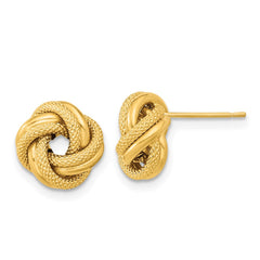 14k Polished Textured Double Love Knot Post Earrings - 2