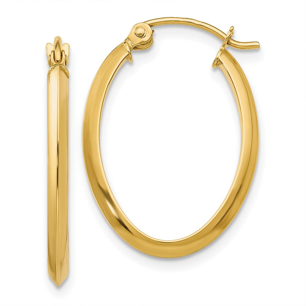 14k 2mm Oval Hoop Earrings - 3