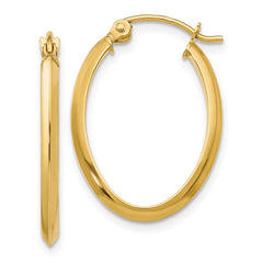 14k 2mm Oval Hoop Earrings - 3