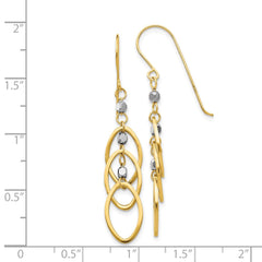 14k Two-tone Oval Beaded Dangle Earrings