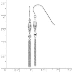 14k White Gold Bead and Chain Dangle Earrings