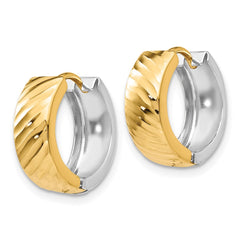 14k Two-tone Textured Hoop Earrings - 2