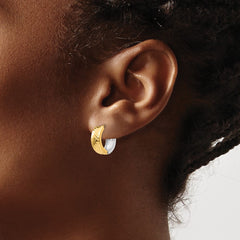 14k Two-tone Textured Hoop Earrings - 2