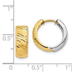 14k Two-tone Textured Hoop Earrings - 2