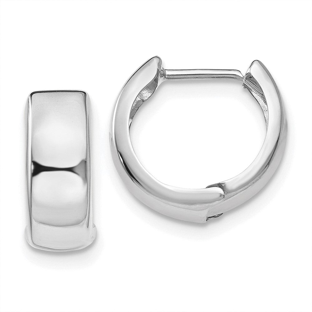 14k White Gold Polished Hinged Hoop Earrings - 2