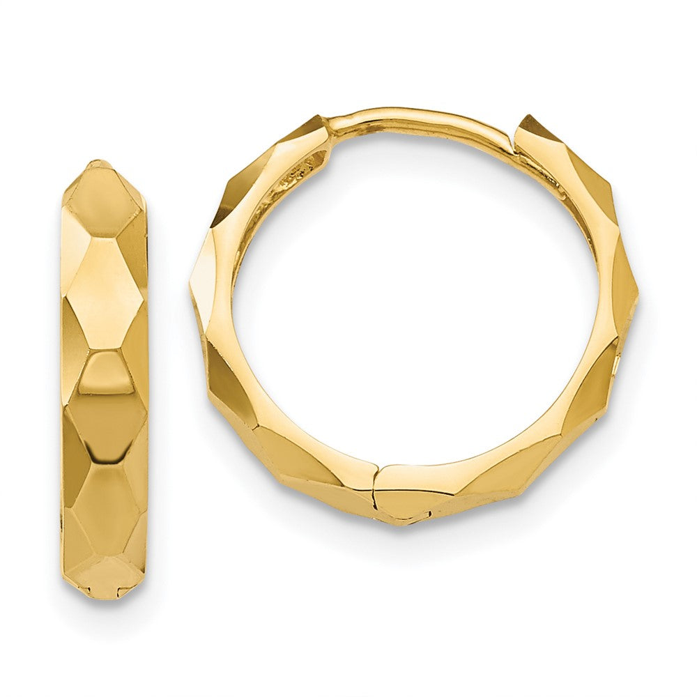 14k Diamond-cut Hoop Earrings - 5