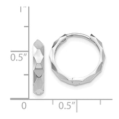 14k White Gold Diamond-cut Hoop Earrings - 11
