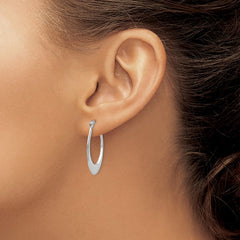 14k White Gold Polished Hoop Earrings - 3