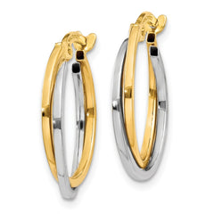 14k Two-tone Polished Hollow Hoop Earrings - 2