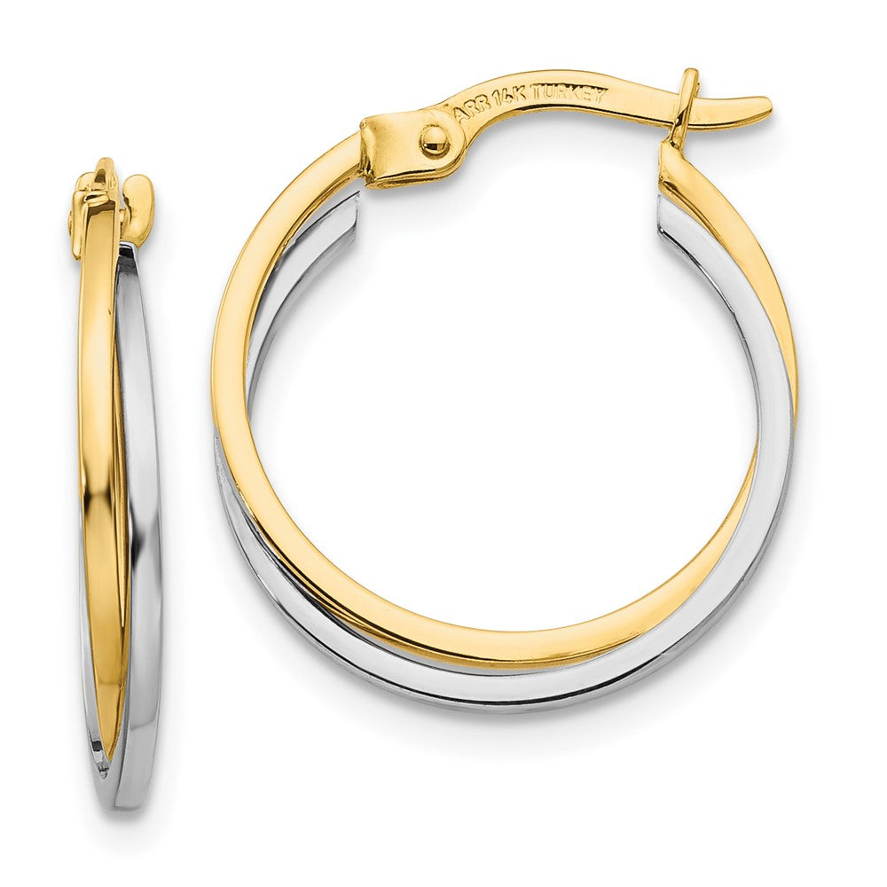 14k Two-tone Polished Hollow Hoop Earrings - 2