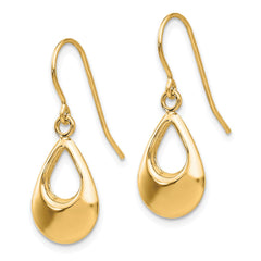 14k Teardrop Hollow Dangle Earrings