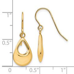 14k Teardrop Hollow Dangle Earrings