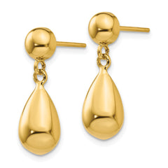 14k Teardrop Hollow Post Dangle Earrings