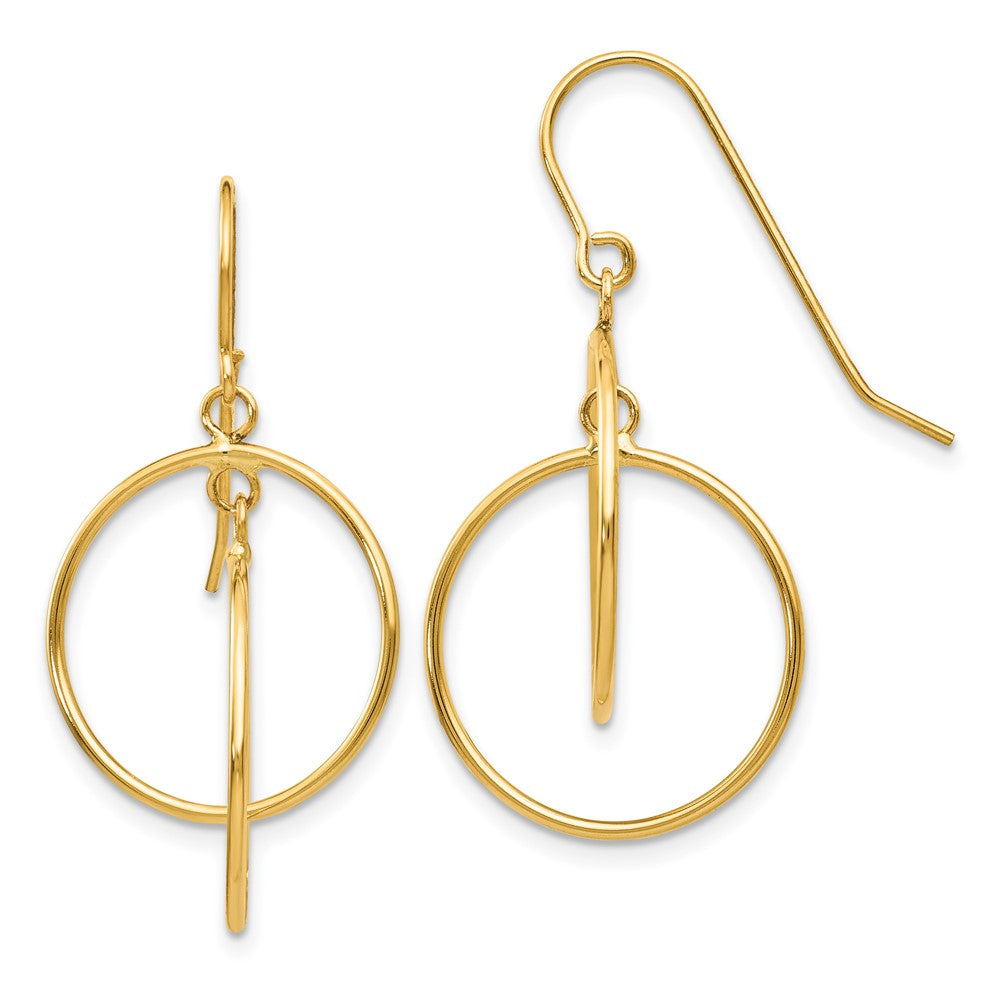 14k Polished Circles Dangle Earrings - 3