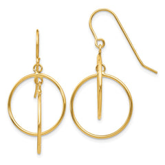 14k Polished Circles Dangle Earrings - 3