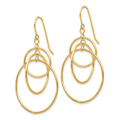 14k Polished Circles Dangle Earrings - 2