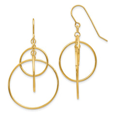 14k Polished Circles Dangle Earrings - 2