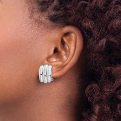 14k White Gold Polished Fancy Omega Back Post Earrings