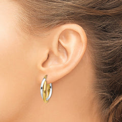 14k Two-tone Polished Double Oval Hoop Earrings - 3