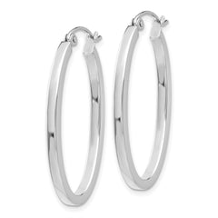 14k White Gold Oval Hoop Earrings - 2