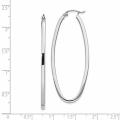 14k White Gold Large Oval Hoop Earrings