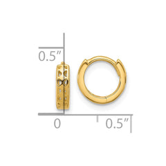 14k Cut-out Design Hinged Hoop Earrings