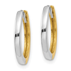14k Two-tone Round Hinged Hoop Earrings - 3