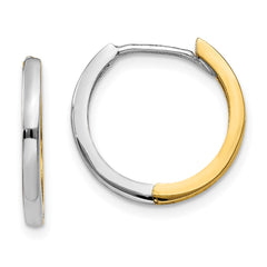 14k Two-tone Round Hinged Hoop Earrings - 3