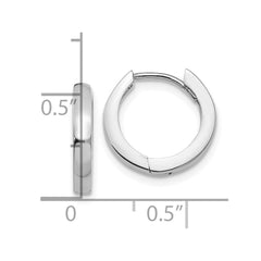 14k White Gold Round Hinged Hoop Earrings - 2