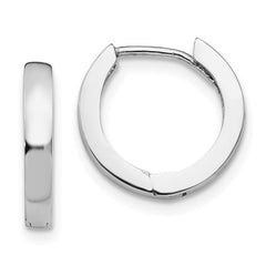 14k White Gold Round Hinged Hoop Earrings - 9
