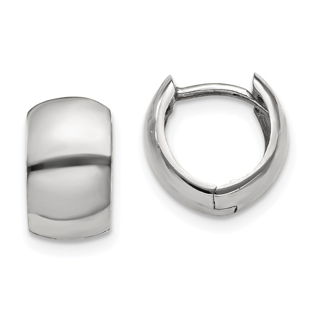 14k White Gold Round Hinged Hoop Earrings - 10