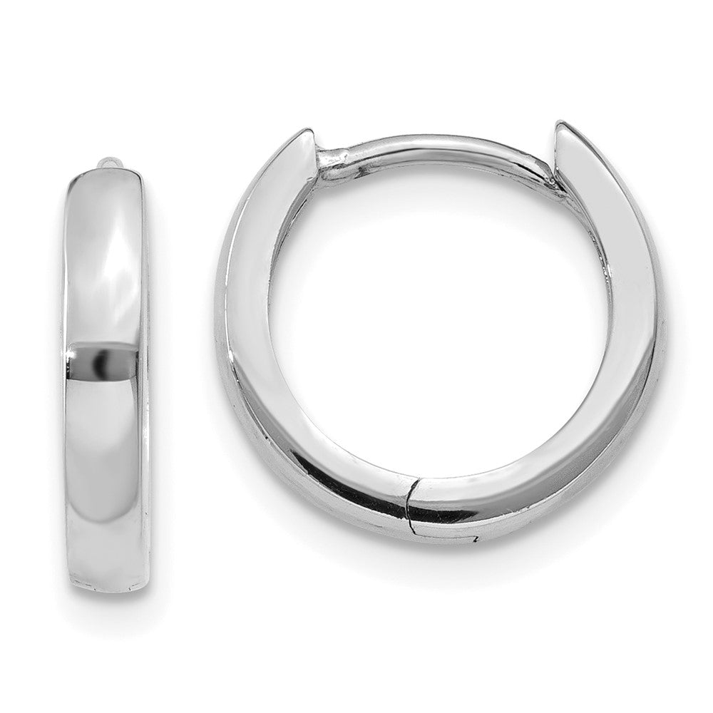 14k White Gold Round Hinged Hoop Earrings - 11