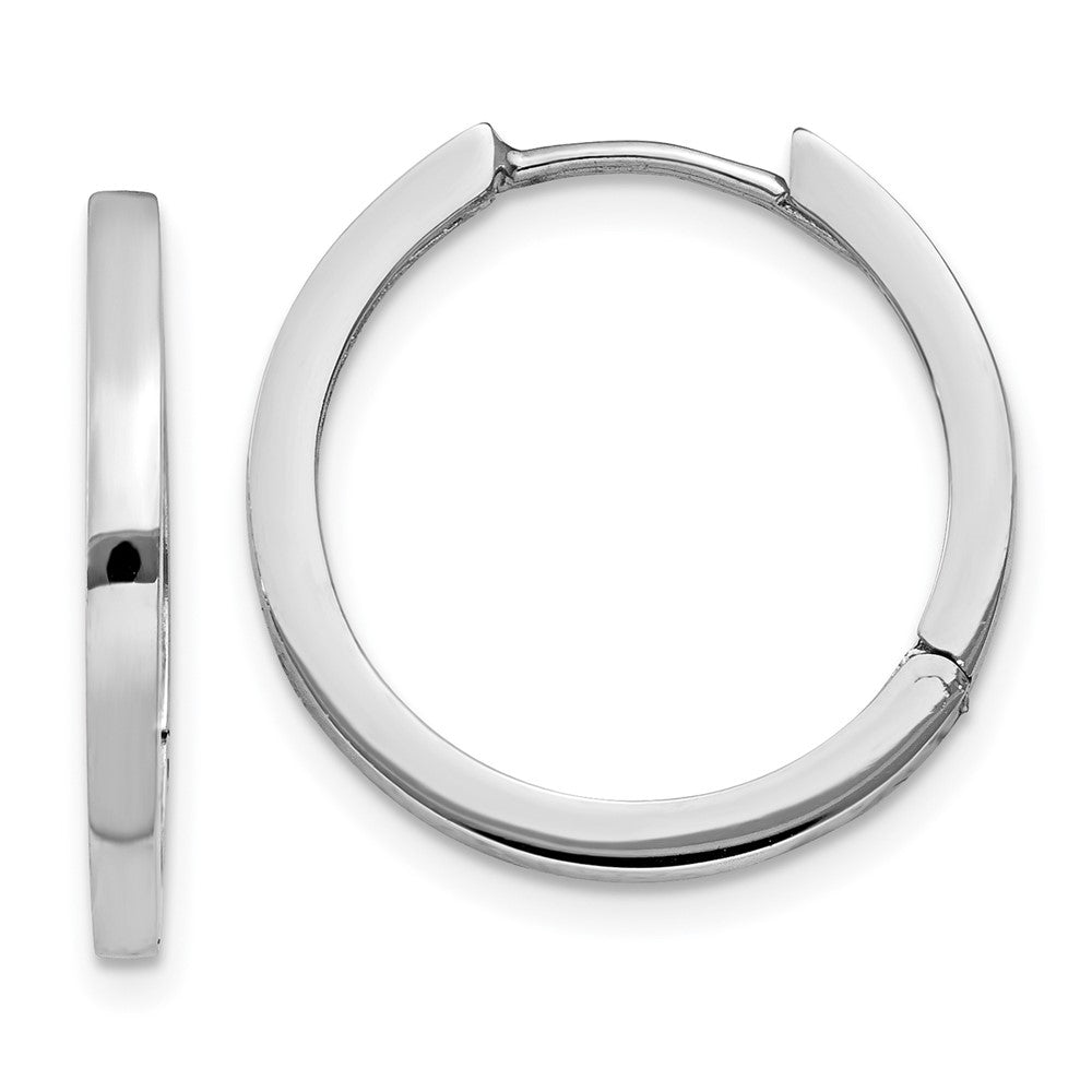 14K White Gold Hinged Hoop Earrings - 4