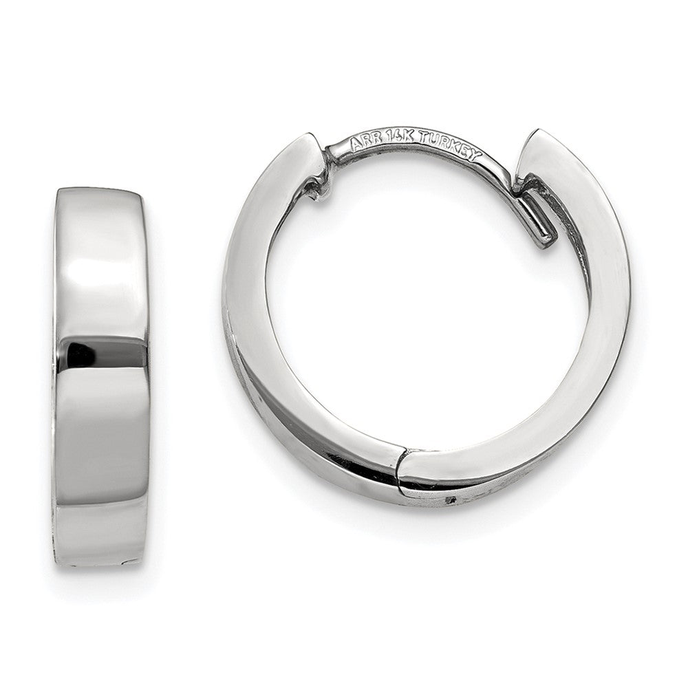 14k White Gold Round Hinged Hoop Earrings - 12