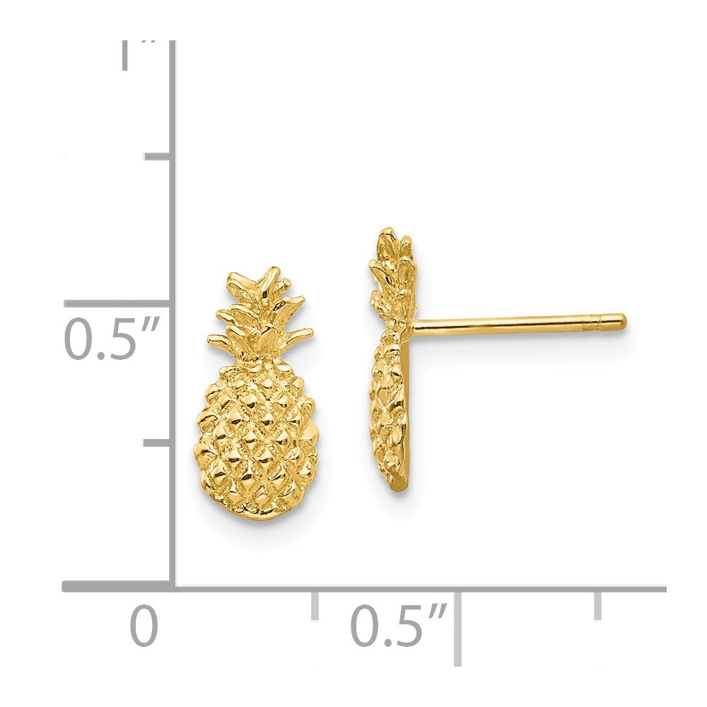 14K Polished and Textured Pineapple Post Earrings